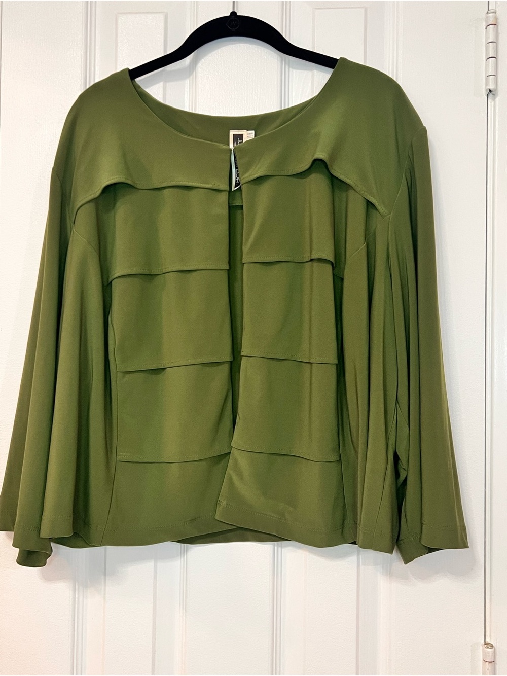 Julian Taylor NY Olive Green Tiered Layered Open Front Cardigan Shrug 24W Plus